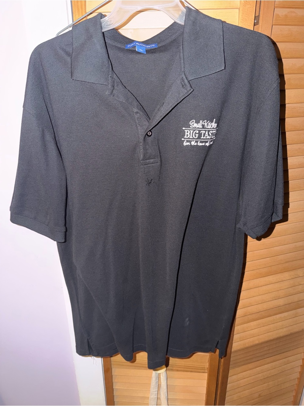 Port Authority Black Polo with White 'Big Taste' Chest Logo
